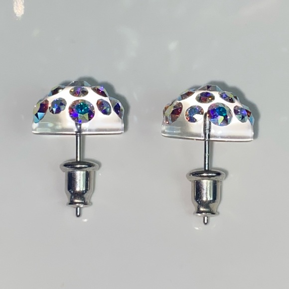 Acrylic Crystal Stud Earrings Embellished With Aurora borealis European Crystals - Picture 8 of 14
